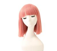 Prettyland Event signore bob frangia dritto parrucca media lunghezza corta liscia resistente al calore parrucca Party carnevale Rosa antico C922