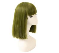 Prettyland Event signore bob frangia dritto parrucca media lunghezza corta liscia resistente al calore parrucca Party carnevale verde bosco C908