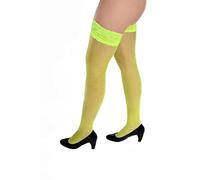 PrettyLoveHose Calze autoreggenti con pizzo, colore: Nero/Rosso/Bianco/Rosa fluo/Giallo fluo/Rosa fucsia/Verde fluo/Blu/Viola/Beige/Arancione/Marrone giallo fluo Taglia unica