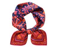 Prettystern 65cm mano arrotolata seta sciarpa fazzoletto foulard di seta con fiori floreali unisex donne uomo 19 Fiori rossi e blu