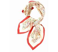 Prettystern cotone misto seta 65 cm quadrato sciarpa da donna uomo foulard in seta per primavera ed estate Paisley beige rosso SC17