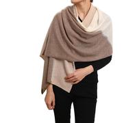 Prettystern Donna 100% Cashmere Stola Sciarpa Plaid cachemire Poncho accogliente caldo con contrasto di colore scintillante fili d'argento 1. crema marrone