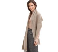 Prettystern Sciarpa in 100% Cashmere per Donna e Uomo - Calda e Morbida - Frange Eleganti - Struttura a Coste - Lussuoso e Senza Tempo Marrone chiaro