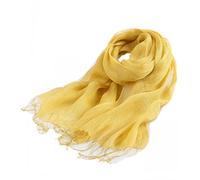 Prettystern Sciarpa Leggera Unisex Foulard in Lino Uomo e Donna Primavera Estate Tinta Unita Con Frange T17 giallo senape T39