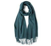 Prettystern Sciarpa Uomo Donna Pura Lana Morbida Scialle Foulard Tinta Unita Con Frange Invernali - blu verde