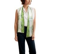 Prettystern uomo donna sciarpa 2 veli di seta stretta sciarpa cravatta per la primavera estate bianco verde DS19