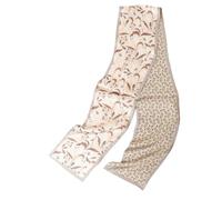 Prettystern uomo donna sciarpa 2 veli di seta stretta sciarpa cravatta per la primavera estate Fiori Grigio Beige DS23