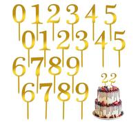 Pretwad Numeri acrilici per torta, 20 pezzi da 0 a 9 numeri Happy Birthday cake topper in acrilico oro Happy Birthday Cake Toppers Wedding Party Cupcake topper per decorazioni per torte