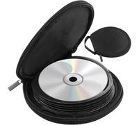 Pretwad Supporto per CD/DVD nero per 20 dischi, custodia portatile per auto, casa, viaggi, organizer compatto con chiusura lampo sicura