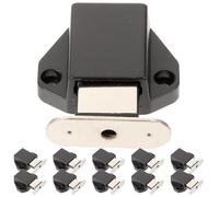 PRETYZOOM 10 Pezzi Chiusura Magnetica per Ante Mobili Nera Blocco a Spinta Push-open in Metallo e Plastica, Adatta per Armadietti e Porte senza Maniglia