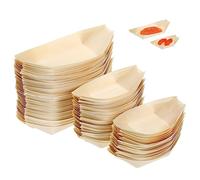 PRETYZOOM 100 Pz kayak di legno piatto di sushi in barca cestini di fast food posate vassoio del cibo barca di sushi piatti di sushi forma di barca asse Disco usa e getta