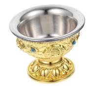 PRETYZOOM 1pezzi Ciotola Sacra Buddista Dorato Per Offerte Decorazione Da Tavolo Con Motivi Auspiciosi Supporto Per Cerimonie Religiose e Riti Spirituali