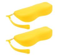 PRETYZOOM 2 Pezzi Custodia per Occhiali in Silicone Cerniera, Gialla | Protezione Urti, Antiscivolo e Comprimibile, Superficie Testurizzata, per Spostamenti Quotidiani e Viaggio
