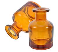 PRETYZOOM 2 Pezzi Flacone Diffusore Senza Fuoco Cilindrico in Vetro Marrone | Riutilizzabile, Leggero e Portatile, per Casa e Ufficio, Stile Moderno Raffinato
