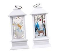 PRETYZOOM 2 Pezzi LED Piccola Lampada Ad Olio Lanterne Decorative Di Natale Lampada Decorativa Di Natale Angelo Lanterna A LED Tavolo Da Pranzo Decorazione Rosa Cesto Di Vimini Decor