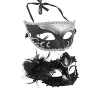 PRETYZOOM 2 Pezzi Maschera Metà Viso in Plastica, Set Coppia Donna | Design Unico, Varietà di Modelli, Vestibilità Confortevole, per Festa in Maschera e Carnevale Tradizionale