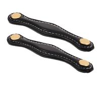 PRETYZOOM 2 Pezzi Pelli di Porte di Mobili Manico in Pelle dell'Armadio Tiri in Pelle retrò del Guardaroba della Porta Black