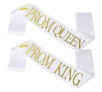 PRETYZOOM 2 Pezzi Prom King And Queen Sash Set Class of 2025 - Fascetta di Laurea con Lettera Dorata, Accessorio per Costume Fotografico, Accessori di Scena