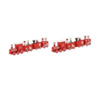 PRETYZOOM 2 Pezzi Treno di Natale Mini Decorazione Ornamenti rotaie Arredamento Natalizio casa Trenino Natalizio Christmas Train Trenino Natale Treno di Legno di Natale Decorazioni Natalizie