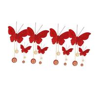 PRETYZOOM 2 Set Ornamento A Farfalla Arredamento Casa Home Decor Arredamento della Casa Decorazione Murale Adesivo Farfalle 3D Arredamento Festivo della Stanza del Matrimonio Rosso 4 Pezzi*2