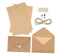 PRETYZOOM 2 Set Set e Buste in Carta Kraft e Vintage di Cancelleria Carta da Lettere A5 Stile Retrò Corda di Canapa e Metallo, Portatile per Poesie e Messaggi per Poesie Messaggi