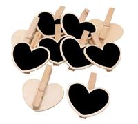 PRETYZOOM 20 Mini Lavagne in Legno Con Clip A Forma Di Cuore Quadrate Per Decorazioni