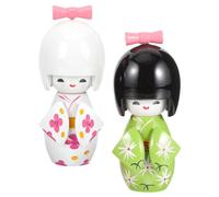 PRETYZOOM 2pezzi Decorazioni Giapponesi Legno Di Figurine Kokeshi Con Kimono Per Natale e Capodanno Elegante Arredo Per Casa e Ufficio Artigianale Unico