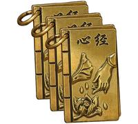 PRETYZOOM 3 Pezzi Ciondolo Portachiavi in Rame Antico Design di Parole Cinesi, Leggero e Portatile, Accessorio Buddhista in Oro per Ufficio e Uso Quotidiano