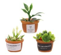 PRETYZOOM 3 Pezzi Mini Piante in Resina per Casa delle Bambole, Piante Artificiali da Interno Dettagli Realistici, Perfette per Micro Giardino e Decorazione Cruscotto