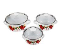 PRETYZOOM 3 pezzi Pentole Smaltate Mini per Zuppa con Doppio Manico Leggere e Sicure per Cucina Elettrica e Induzione Multifunzionali per Minestra Noodles e Latte Caldo Regalo per Casa