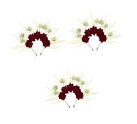 PRETYZOOM 3 Pz Fascia Halo di Nostra Signora fascia da strega copricapo d'oro ghirlanda floreale bandana headband oggetto fotografico per feste arredamento per da donna tessuto rosso