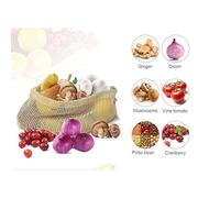 PRETYZOOM 3pezzi Sacchetti in Rete di Cotone Riutilizzabili per Frutta e Verdura Coulisse per Conservazione Alimentare e Organizzazione