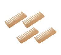 PRETYZOOM 4 Pettini in Legno e Bambù a Denti Larghi Fatti a Mano per Chioma Ricci e Spessi, Pettine per Barba e Styling Uomo e Donna, Strumenti per Cura Quotidiana da Viaggio