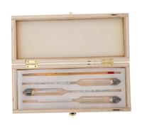 PRETYZOOM 4 Pezzi Alcolometro Professionale con Termometro Idrometro per Distillati e Liquori Misuratore Gradi Alcolici con Confezione in Scatola di Legno Strumenti Precisi per Whisky e