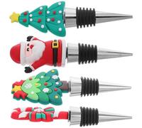 PRETYZOOM 4 Pezzi Tappi Per Vino Natale Bottiglia Del Vino Barware Tappi Per Decorativi Riutilizzabile Per Natale Gel Silice