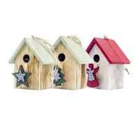 PRETYZOOM 4 Set Ciondolo Cabina Ornamenti Natalizi Rustici Cabina Porta Ornamento della Casetta Bomboniera per La Festa di Natale Arredamento della Cabina di Natale di Legno 3 Pezzi * 4