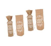 PRETYZOOM 4pezzi Borse Per Bottiglie Di Vino Lino Naturale Sacchetti Decorativi Per Matrimoni e Feste Riutilizzabili e Chic Per Sposi e Amici