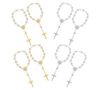 PRETYZOOM 4pezzi Rosario Bracciale Perline e Bordi Floreali per Donne e Uomini come Bomboniera per Battesimo Comunione e Matrimonio