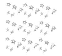 PRETYZOOM 50 pezzi Charms Unghie Stella a Cinque Punte in Lega Argento Lucenti per Nail Art Hollow Star Decorazioni Brillanti per Unghie Acriliche Feste e Te