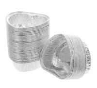 PRETYZOOM 50 Pezzi Teglie Monouso a Forma di Cuore in Alluminio per Muffin e Crostate, Resistenti al Calore, per Barbecue, Dessert e Feste