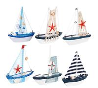 PRETYZOOM 6 Pezzi modello di barca arredamento oceanico barca da spiaggia mini veliero oggettistica casa bomboniere lauree soprammobili nave pirati piccola imbarcazione in legno MDF