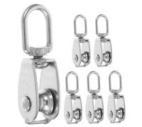 PRETYZOOM 6 Pezzi Puleggia con Rotella Liscia per Funi Metalliche in Metallo Inossidabile Singola Blocco Resistente per Sollevamento e Trazione Industriale