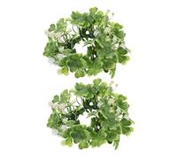 PRETYZOOM Anelli Corona per Candele a Forma di Trifoglio 2 Pezzi, Centrotavola Decorativo per Giorno di San Patrizio, Decorazione Tavola Foglie Artificiali per Festa e Casa