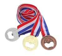 PRETYZOOM Apribottiglie a Medaglia in Lega di Zinco 3 Pezzi con Nastro al Collo, Apri Birra e Vino Compatto per Feste, Matrimoni e Uso Professionale in Bar e Ristoranti