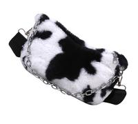 PRETYZOOM Borsa a Spalla Stampa Mucca in Peluche, Borsa Monospalla Donna Zip, Usabile come Tote, per Camminare e Viaggiare