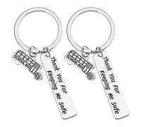 PRETYZOOM Bus Driver Regalo Grazie per Avermi Tenuto Al Sicuro Portachiavi Autista Scuolabus Grazie Gioielli Regali Portachiavi per Autista Compleanno 2 Pz