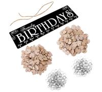 PRETYZOOM Calendario di Legno Creativo da Appendere con 50 Pendenti Rotondi e 50 a Forma di Cuore, Targhetta Decorativa Nera per Matrimonio e Anniversario