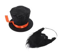 PRETYZOOM Cappello a Cilindro da Mago Nero in Feltro Barba Finta Set Costume Unisex per Feste Spettacoli e Travestimenti Natalizi Accessori per e Adulti Copricapo Leggero e Resistente