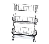 PRETYZOOM Carrellino Ripiani Con Ruote Per Cucina Carrello Multiuso in Ferro Resistente e Pratico Scaffale Mobile Per Verdure e Utensili Organizzatore Salvaspazio Facile Da Muovere