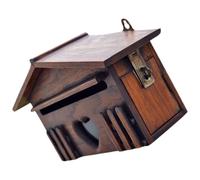 PRETYZOOM Cassetta delle Lettere in Legno per Esterni Protezione Antipioggia, Scatola da Muro per Villa, Cassetta Postale d'Epoca e Contenitore per Suggerimenti